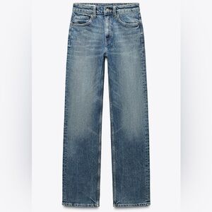 Zara Women's High-Rise TRF Straight Leg Blue Jeans